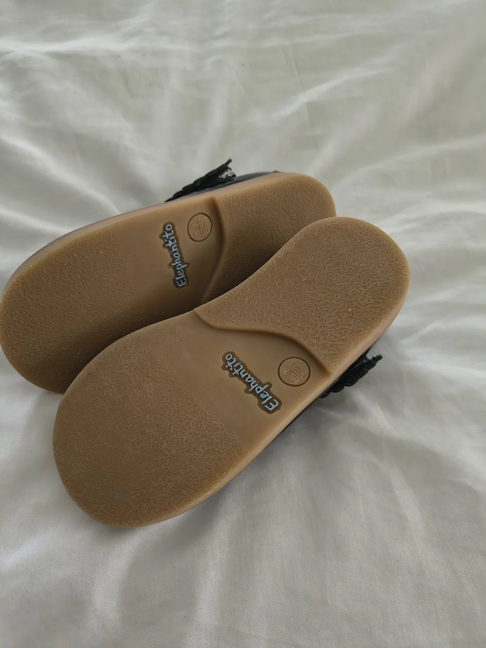 Elephantito Black Patent Mary Jane Shoes with Velcro Strap - Like New!